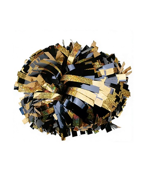 Metallic Gold & Black Cheer Pom Poms (Pair) | Zing Zest