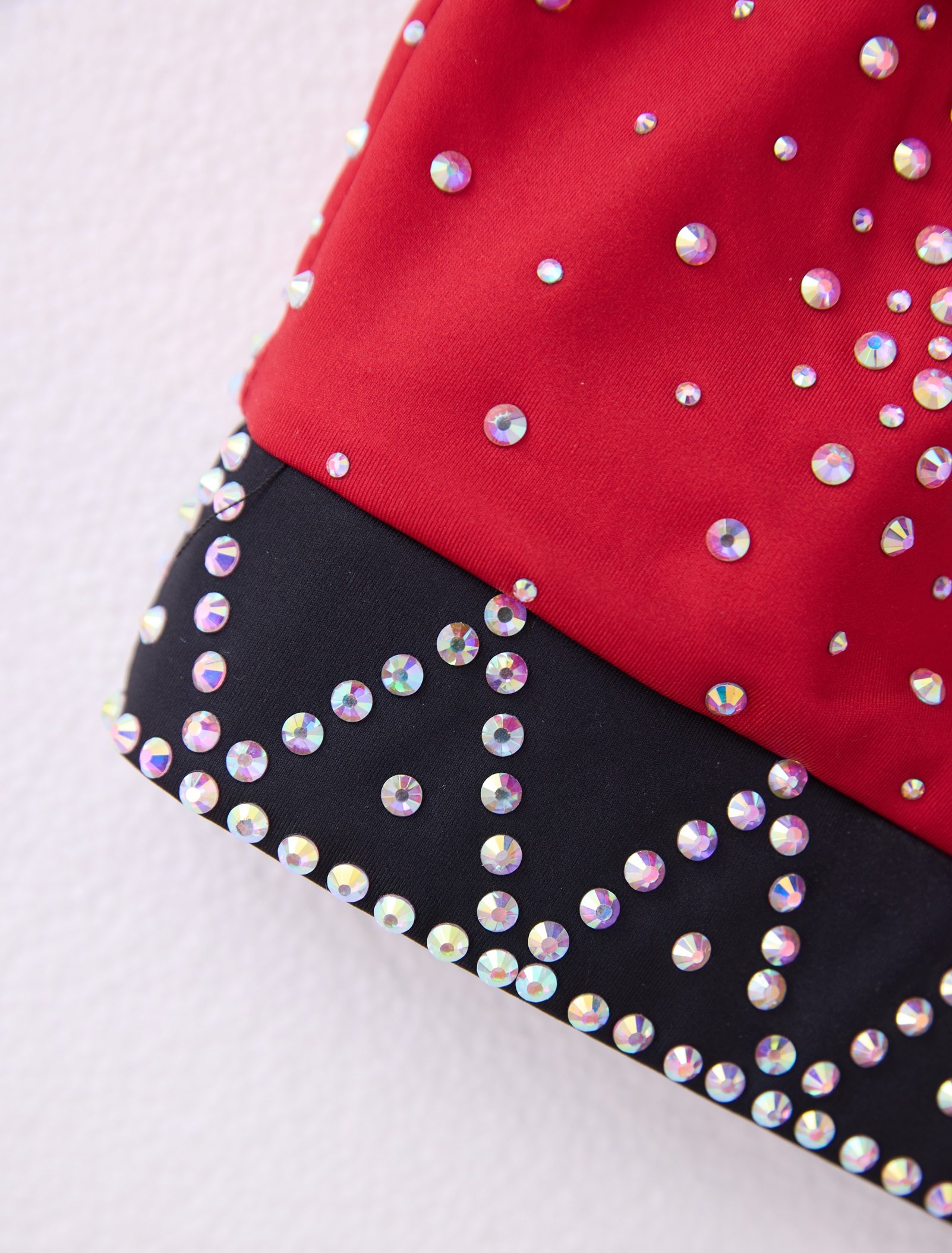 Red & Black Custom Cheer Practice Uniform | High-Neck Bra & Training Shorts
